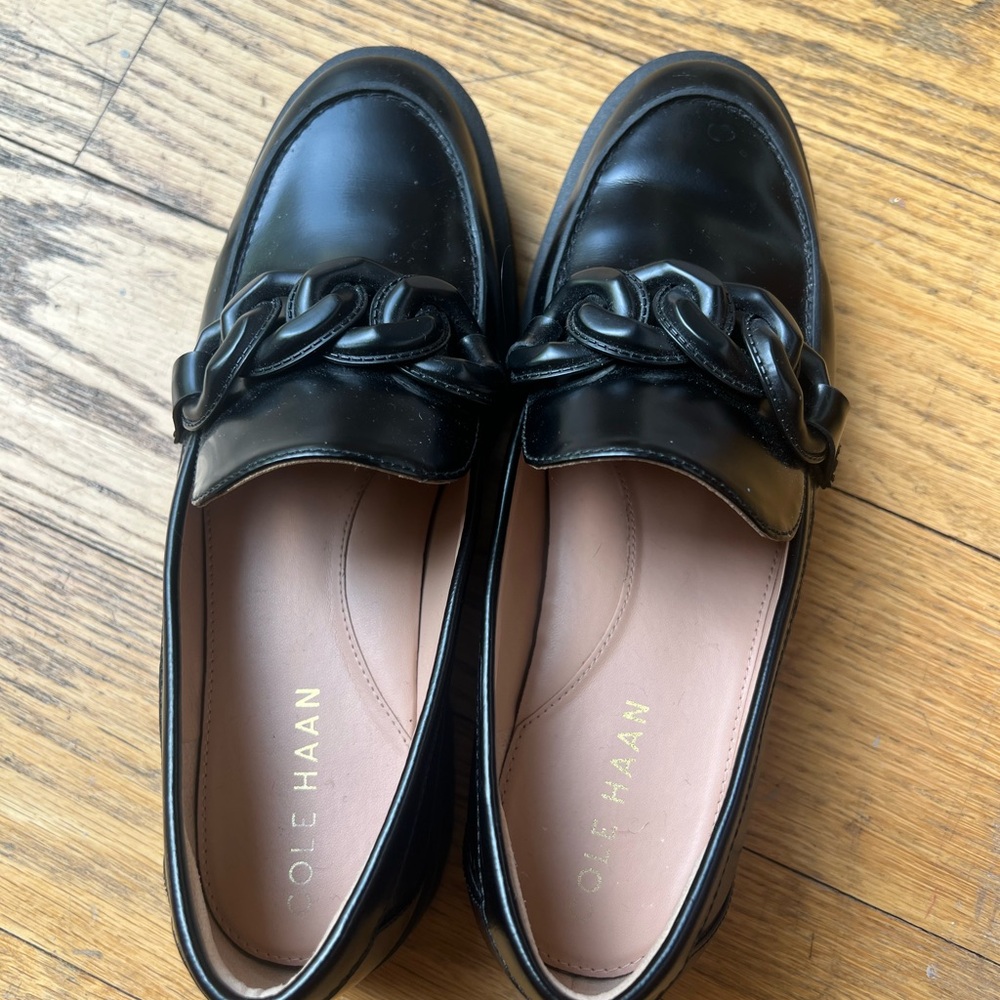 Cole Haan Black Leather Penny Loafers